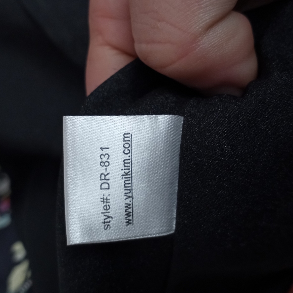 YUMI KIM Black Floral Silk Print Wrap Dress - Picture 5 of 6